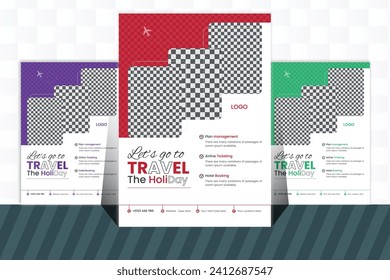 Free vector travel flyer with photo of destinations