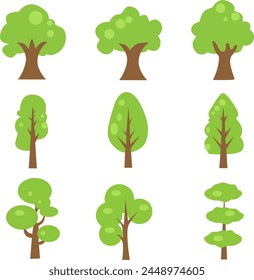 Free Vector tree types in flat design