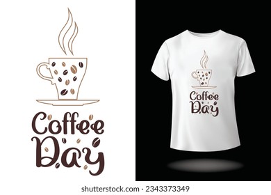 Diseño de camisetas de café de moda vectorial libre, tipografía vintage y arte de letras, lema retro