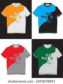 Free vector t-shirt with love icon in 4 color
