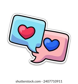 Free vector, Valentine theme sticker, conversation between two hearts