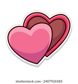 Free vector, valentine themed sticker, heart box