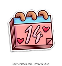 Free vector, Valentine's themed sticker, February 14 calendar