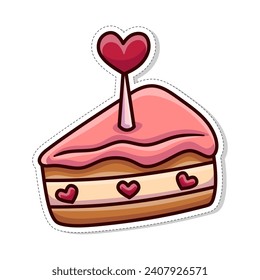 Free vector, Valentine's themed stickers, pieces of love candle tart cake