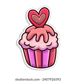 Free vector, Valentine's themed stickers, love cake recipe