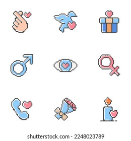 Free vector various icon heart shapes pixel art valentine edition 2