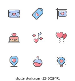 Free vector various icon heart shapes pixel art valentine edition 4
