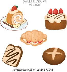 Free vector watercolor desserts set