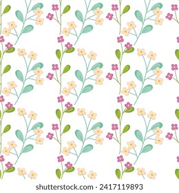 Free vector watercolor small flowers  pattern .