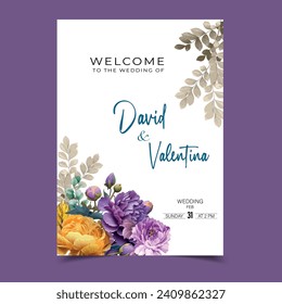 
Free vector wedding invitation card with beautiful blooming floral