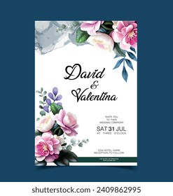 
Free vector wedding invitation card with beautiful blooming floral