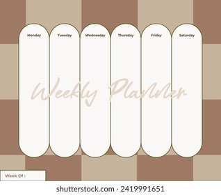 Tarjeta de plantilla de planificación semanal vectorial libre para notas