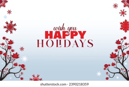 Free vector wish you happy holiday banner design with decorative  red floral background