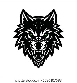 Free Vector Wolf Head with Green Eyes