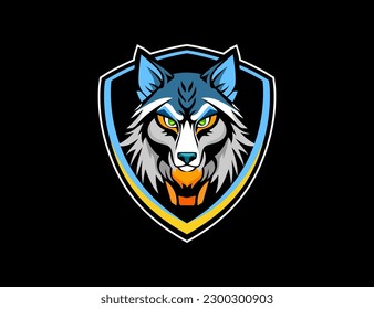 Free vector wolves mascot esport logo design 
