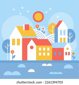 Free vector world habitat day illustration with town homes