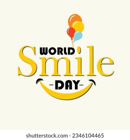 Free vector world smile day event celebration on yellow background.