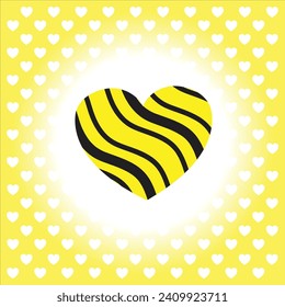 Free vector yellow black wave heart design in yellow background.