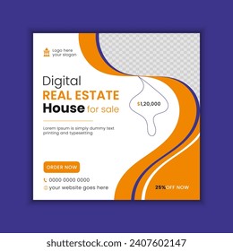 free vector yellow digital real estate social media post and flyer design