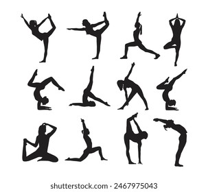 Free vector yoga postures, gymnastics and fitness collection set 