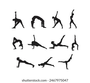 Free vector yoga postures, gymnastics and fitness collection set 