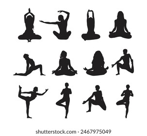 Free vector yoga postures, gymnastics and fitness collection set 