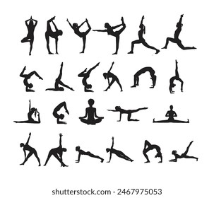 Free vector yoga postures, gymnastics and fitness collection set 