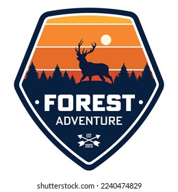 Free Vintage vector summer camping  adventure  badge, label, patch emblem, badges logo