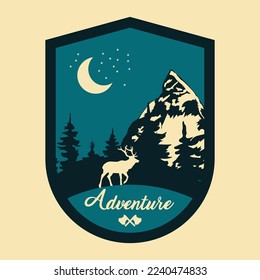 Free Vintage vector summer camping  adventure  badge, label, patch emblem, badges logo