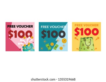 Free voucher coupon vector set