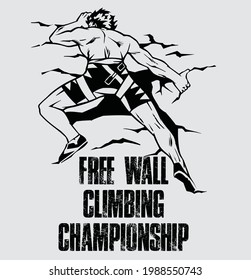 Free wall climbing championship illustration T-Shirt Print graphic vector artwork