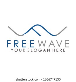 Free wave design concept. Letter F and W