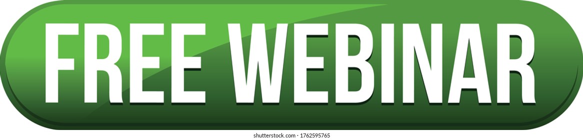 Free Webinar Button. Green eps10 Vector Badge.