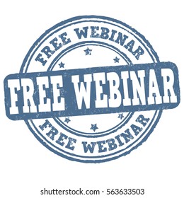 Free webinar grunge rubber stamp on white background, vector illustration