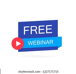 Free webinar online, play button. vector illustration. Modern vector illustration flat style.