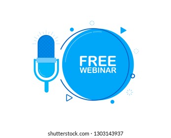 Free webinar online, with recorde microphone. Modern flat style vector illustration.
