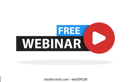 Free Webinar Play Online Button Vector Illustration.