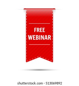 Free Webinar. Red Vector Sticker On A White Background.