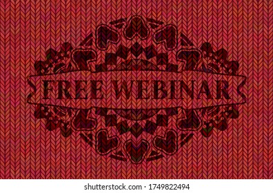 Texto libre de Webinar dentro del emblema de tela roja. El colmo es un exquisito fondo. Ilustración intensa. 