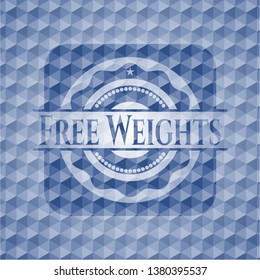 Free Weights blue hexagon emblem.