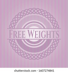 Free Weights pink emblem. Vector Illustration. Detailed.