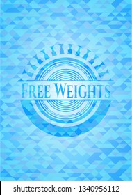 Free Weights sky blue emblem with triangle mosaic background