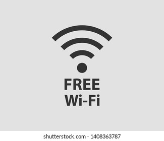 Free wi fi icon. Connection zone wifi vector symbol. Radio waves signal.