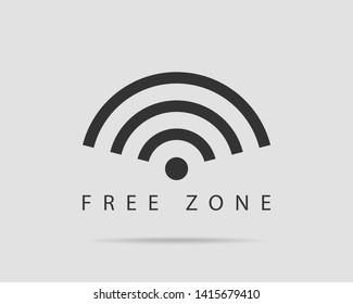 Free wi fi icon. Connection zone wifi vector symbol. Radio waves signal.