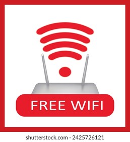 Free wi fi icon with router, vector