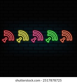 free wi fi neon sign, modern glowing banner design, colorful modern design trends on black background. Vector illustration.