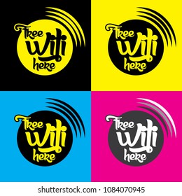 Free WiFi access emblem design rounded version