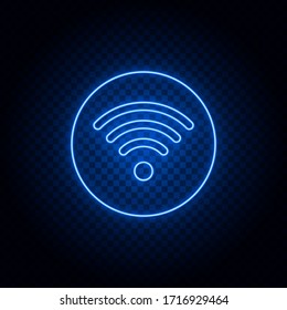 Free wifi, airport blue neon vector icon