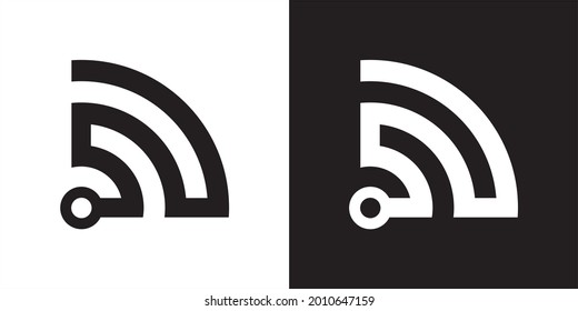 free wifi area icon, free wifi zone icon .Wireless hotspot network sign and symbol vector black and white flat design