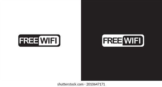 free wifi area icon, free wifi zone icon .Wireless hotspot network sign and symbol vector black and white flat design